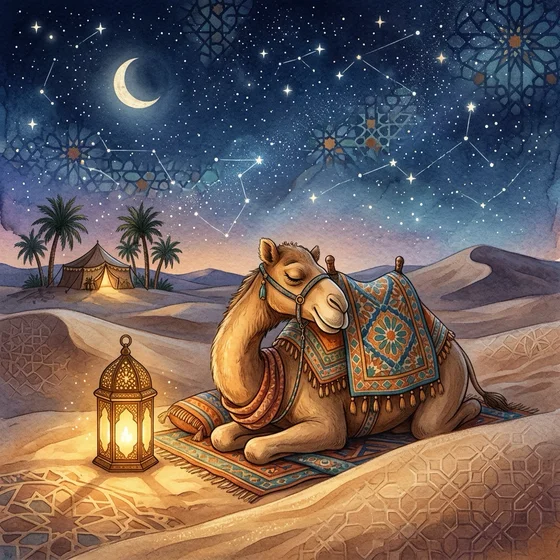 رسم قصة الجمل والتوكل
