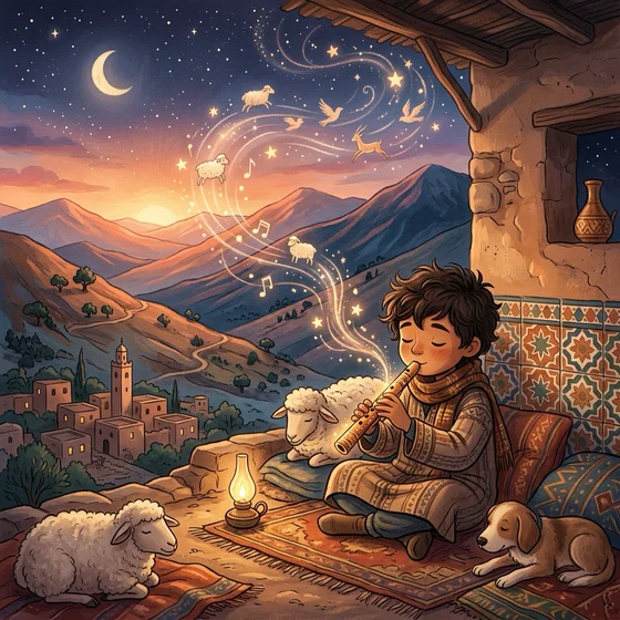 رسم قصة الراعي وصفارة الأطلس